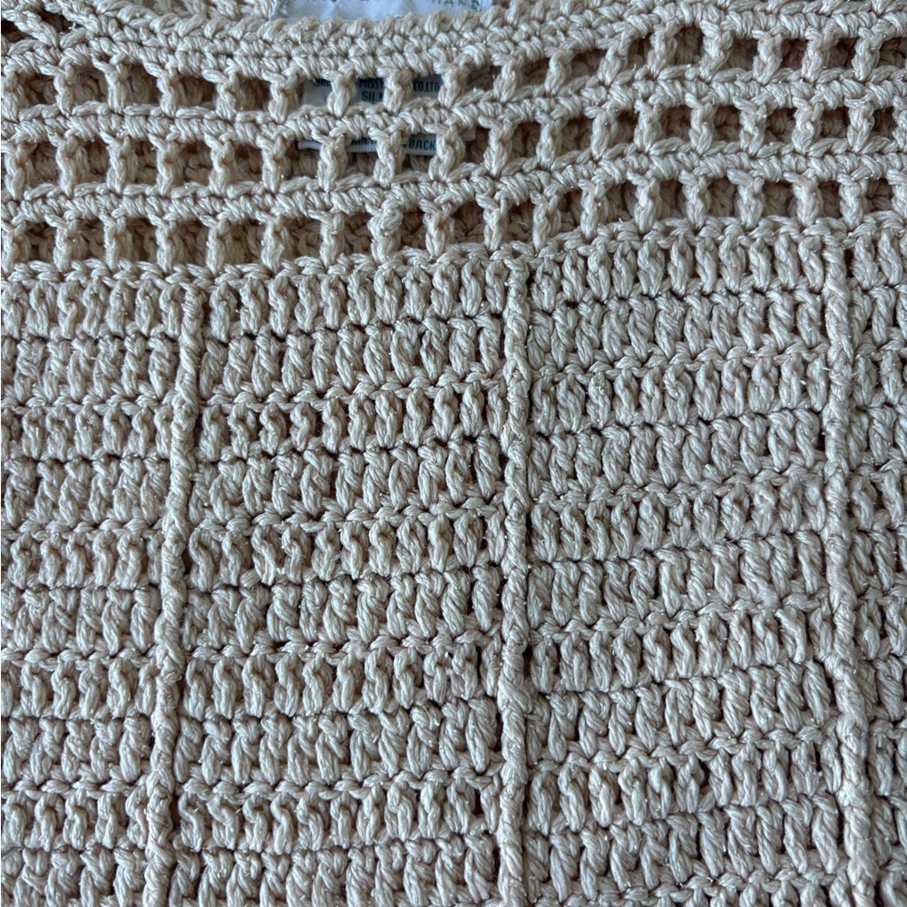 Vintage Jennifer Reed Knitted‎ by Hand Cream Size M Side Buttons Silk Blend Crop - Picture 5 of 13